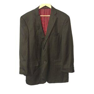 LuzzAto Brown Pinstripe Two Button Business Sports Coat Blazer Size 42 R